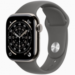 Apple Watch Series 11 GPS + Cellular, 46 мм Natural Titanium Case with Stone Gray Sport Band, S/M